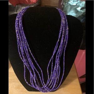 Purple multi-strand Seed Bead Necklace